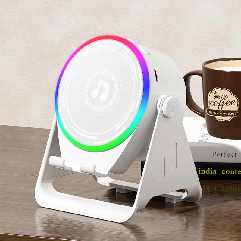 [Easter gift] Ultimate equipment for watching football matches Wireless Induction Audio Speaker Stand, 5in1 Cellphone Holder, 3500mAh Rechargeable Emergency Power Bank,360° Adjustable Mobile Tablet Stand with Colorful Ambient Light