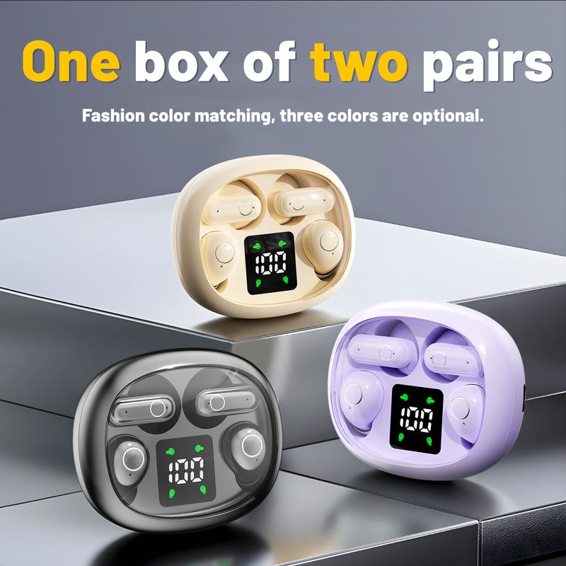 [Easter gift]  Wireless Bluetooth Headphones， Active Noise Cancelling Headphones Tiny Size Invisible Earbuds，Waterproof Headsets，With Mic，Sleep and Sports Earphones Set, 2 Pairs, Mini and Short Handle Design，for Work Sport Sleeping noise headphones