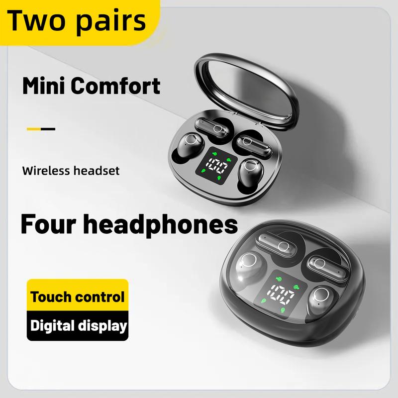 [Easter gift]  Wireless Bluetooth Headphones， Active Noise Cancelling Headphones Tiny Size Invisible Earbuds，Waterproof Headsets，With Mic，Sleep and Sports Earphones Set, 2 Pairs, Mini and Short Handle Design，for Work Sport Sleeping noise headphones