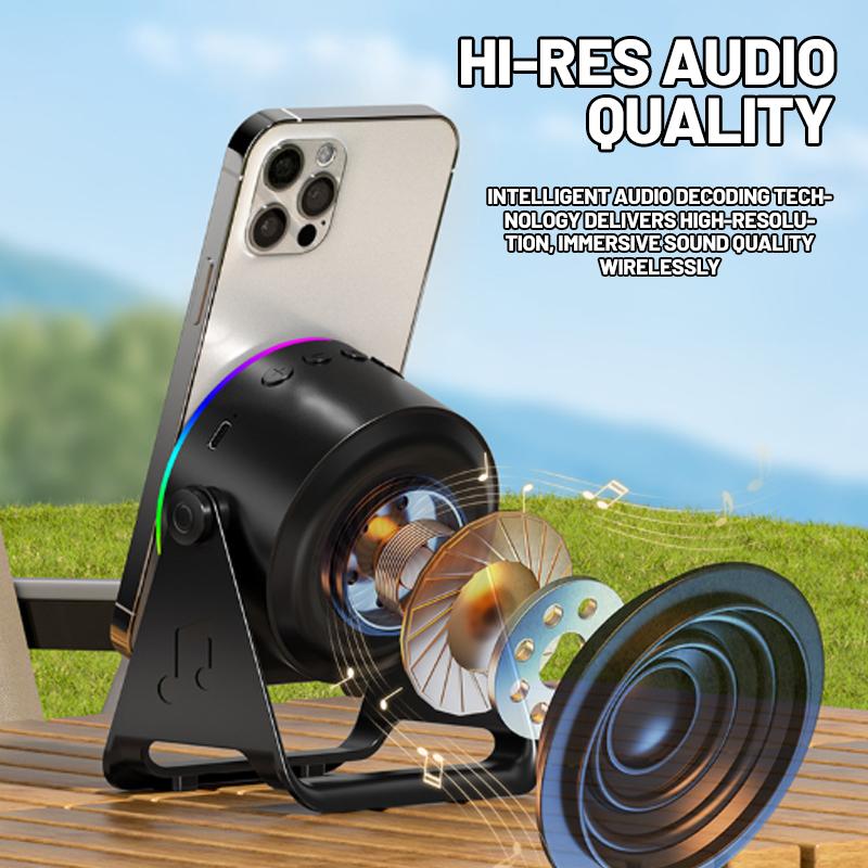 [Easter gift] Ultimate equipment for watching football matches Wireless Induction Audio Speaker Stand, 5in1 Cellphone Holder, 3500mAh Rechargeable Emergency Power Bank,360° Adjustable Mobile Tablet Stand with Colorful Ambient Light