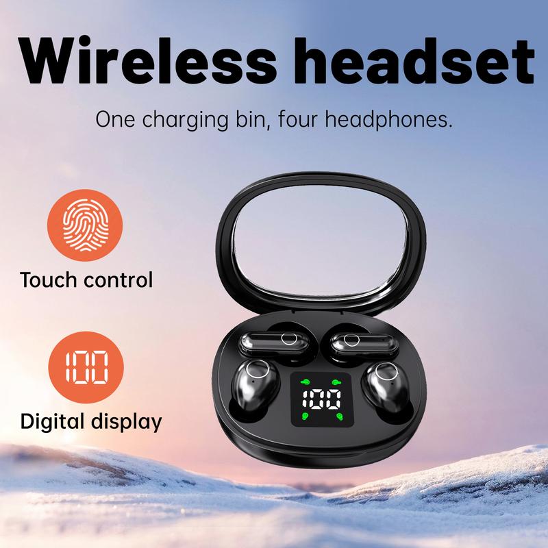 [Easter gift]  Wireless Bluetooth Headphones， Active Noise Cancelling Headphones Tiny Size Invisible Earbuds，Waterproof Headsets，With Mic，Sleep and Sports Earphones Set, 2 Pairs, Mini and Short Handle Design，for Work Sport Sleeping noise headphones