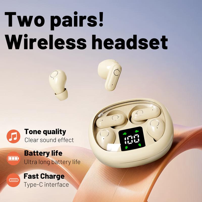 [Easter gift]  Wireless Bluetooth Headphones， Active Noise Cancelling Headphones Tiny Size Invisible Earbuds，Waterproof Headsets，With Mic，Sleep and Sports Earphones Set, 2 Pairs, Mini and Short Handle Design，for Work Sport Sleeping noise headphones