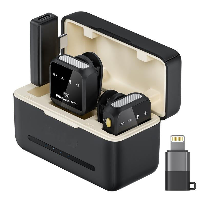 Wireless Lavalier Microphone for iPhone iPad Android With Charging Case Audio Smartphone Audio Smartphone Rechargeable USB